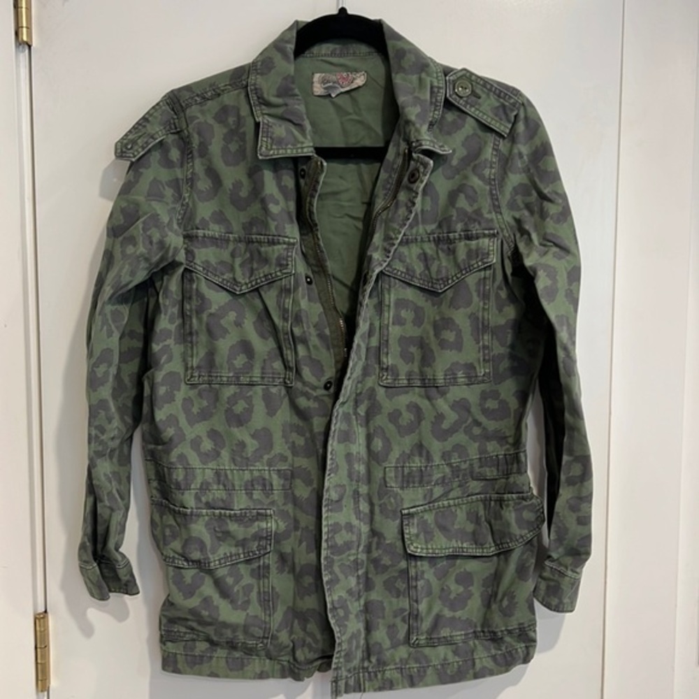 Leopard print utility jacket